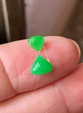 翠都翡翠珠宝天然A货裸石镶嵌戒面送证书冰种阳绿水滴一套300256