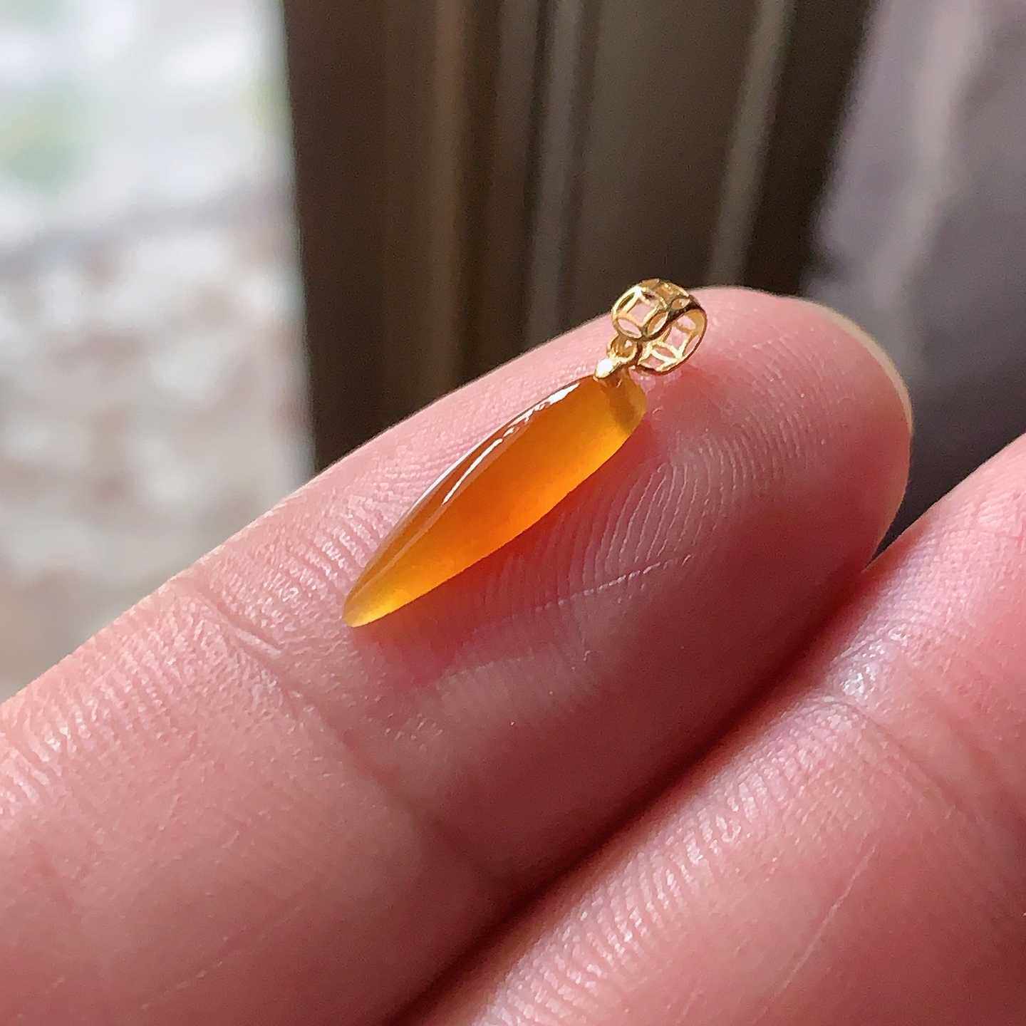 翠都翡翠珠宝天然翡翠A货挂坠小吊坠项坠18k金镶嵌黄翡福瓜900458