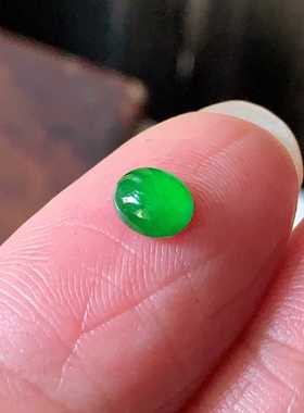 翠都翡翠珠宝天然A货裸石镶嵌戒面送证书冰种辣阳绿蛋面000666