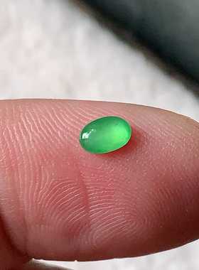 缅甸翠都翡翠珠宝天然翡翠A货玉石裸石镶嵌面冰种阳绿蛋面100081