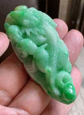 【翠都翡翠珠宝】天然翡翠A货挂坠小吊坠项坠飘阳绿蜥蜴300088