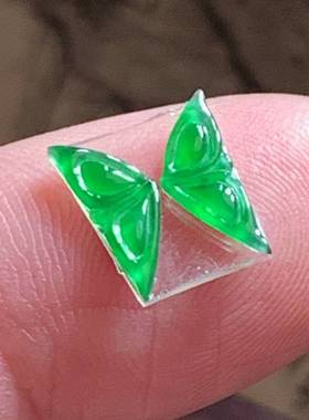 翠都翡翠珠宝天然A货玉石裸石镶嵌戒面送证书冰种满绿蝴蝶900600