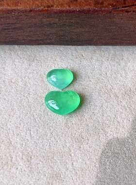 翠都翡翠珠宝缅甸天然A货玉石镶嵌戒面木那甜绿心形一套wz000343