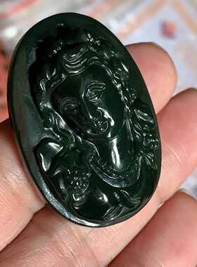 翠都翡翠珠宝天然A货玉石和田玉青玉花件吊坠407567