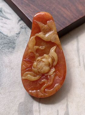 【翠都翡翠珠宝】天然翡翠A货挂坠小吊坠项坠三彩鸟语花香600162