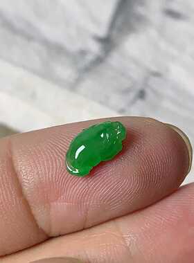 翠都翡翠珠宝缅甸天然A货玉石镶嵌戒面冰种阳绿金蟾500265