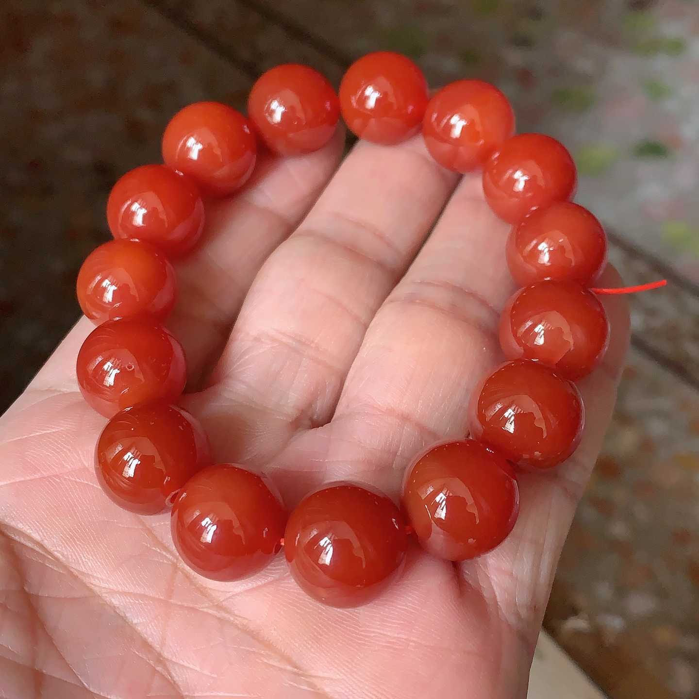 翠都翡翠珠宝玛瑙满红圆珠手链手串168063