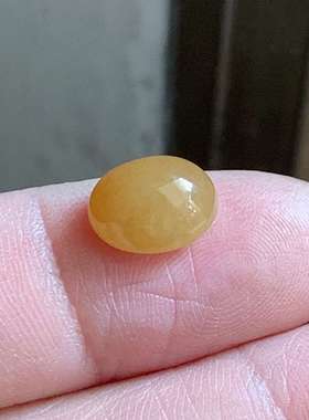 翠都翡翠珠宝天然A货玉石裸石镶嵌戒面送证书冰种黄翡蛋面000243