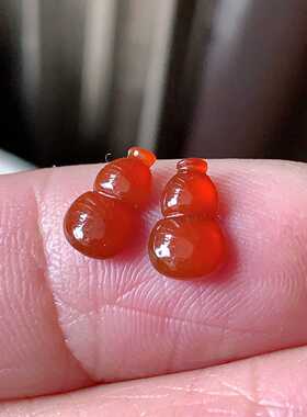 翠都翡翠珠宝缅甸天然A货玉石镶嵌面冰种红翡葫芦戒面一对800316