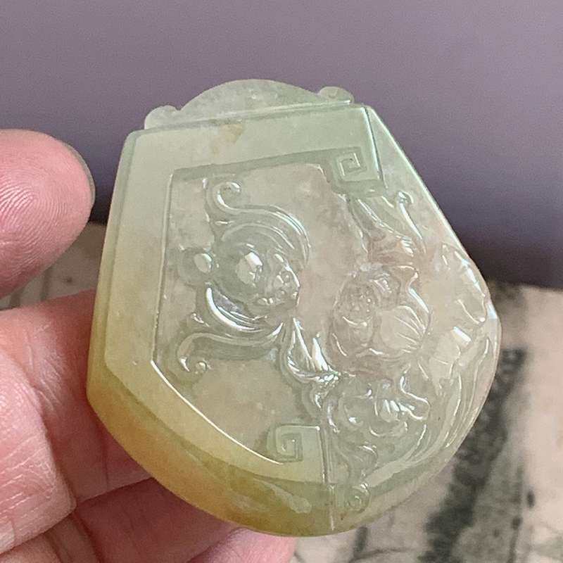 翠都翡翠珠宝缅甸A货玉石挂坠小吊坠项坠冰种黄翡福临门171666