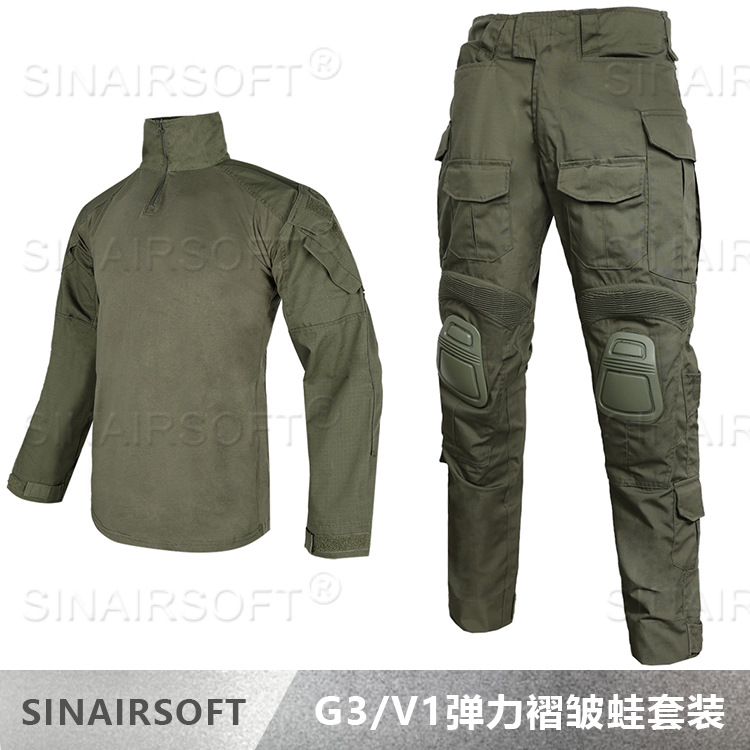 亚马逊爆款 战术户外作训G3套装 弹力版 带护膝护肘 50%棉迷彩服