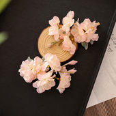 桃花发夹边夹古风汉服超仙绢花对夹仿真花头饰樱花粉色花朵发饰品