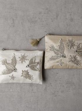 Les petits bonheurs｜现货COTTAGE印度刺绣手工复古收纳包化妆包