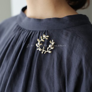 {Les bonheurs}现货日本进口黄铜玻璃珍珠优雅日常胸针 petits