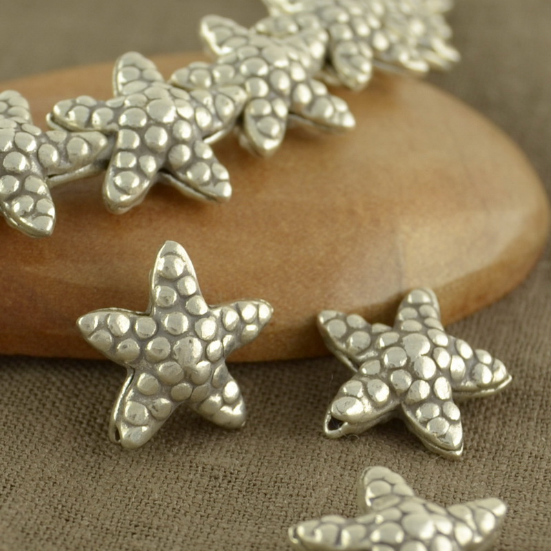 S925纯银海星五角星管珠 独特进口泰国手工银DIY饰品配件  小福女