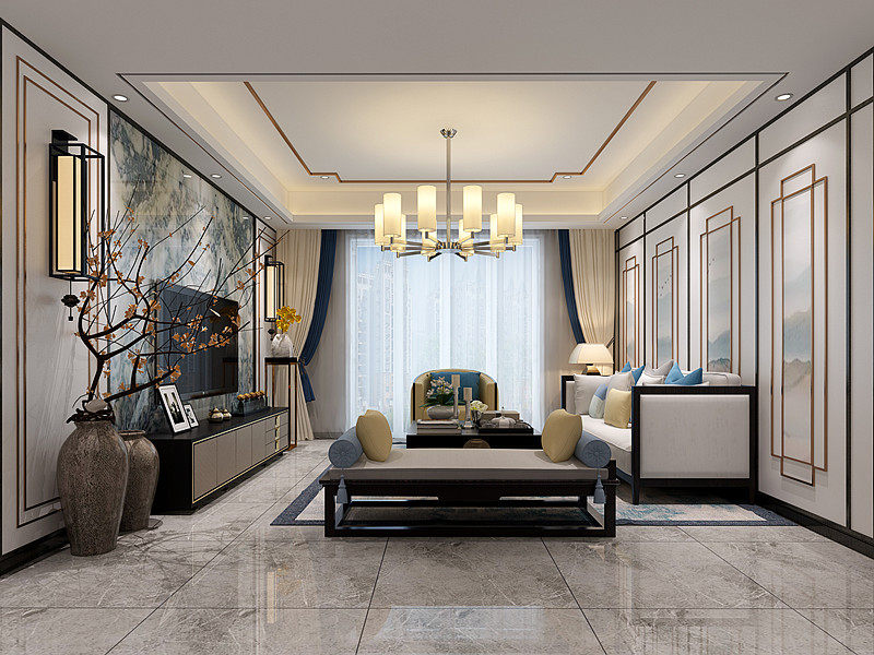 家装房屋室内装修全套施工图设计新中式流行风效果设计满意为止