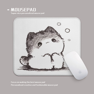 可爱卡通手绘猫咪鼠标垫定制插画办公桌垫260x210mm橡胶垫打工人
