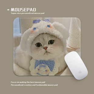 傻猫可爱猫咪鼠标垫小号锁边笔记本电脑桌垫子防滑加厚办公桌垫