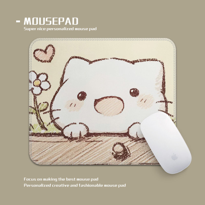 可爱猫咪卡通橡胶鼠标垫260x210mm书桌办公来图定制耐脏可水洗