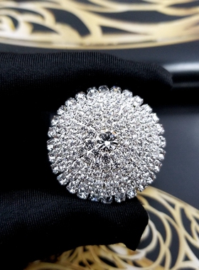 奢华白色139颗捷克水钻水晶锆石貂皮大衣毛衣装饰纽扣34mm