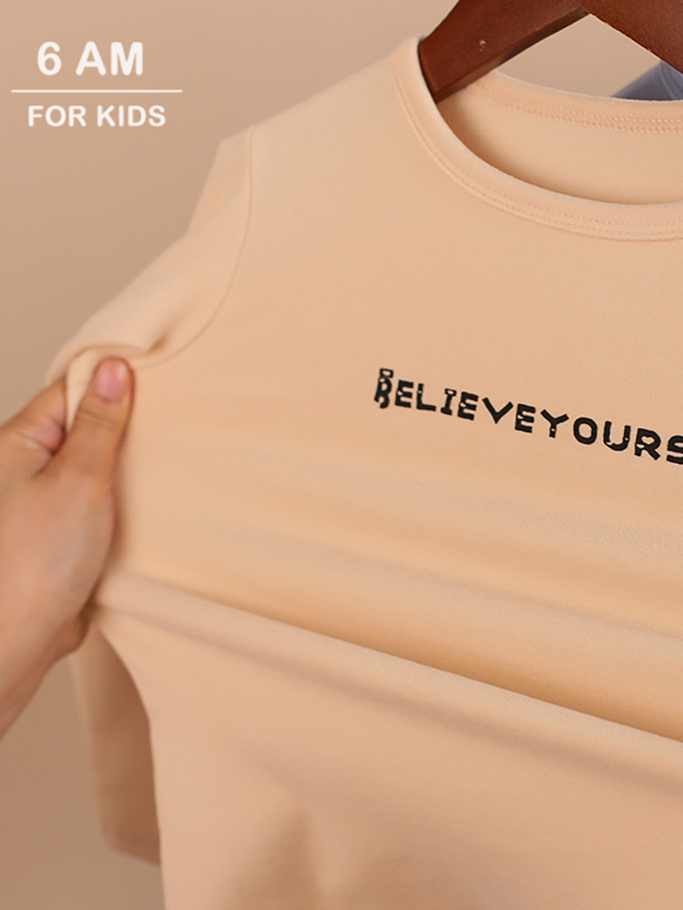 소녀와 소년 가을 겨울  중대형 아동용 양면 독일 벨벳 가정용 속옷 둥근 목에 꼭 맞는 잠옷 난방 및 따뜻한 가을 옷