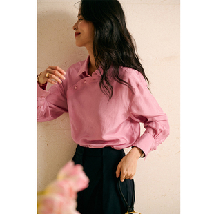 秘密盒子 新中式能量(二类)新中式12姆米电力纺长袖衬衫女