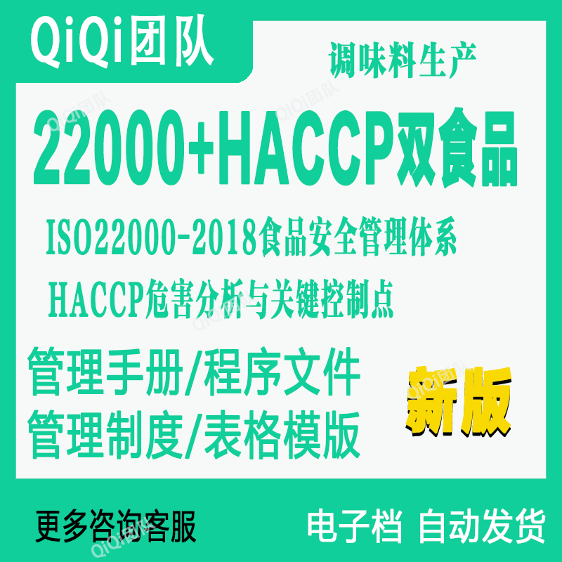 双食品ISO22000+HACCP危害分析与关键控制二合一体系文件模板