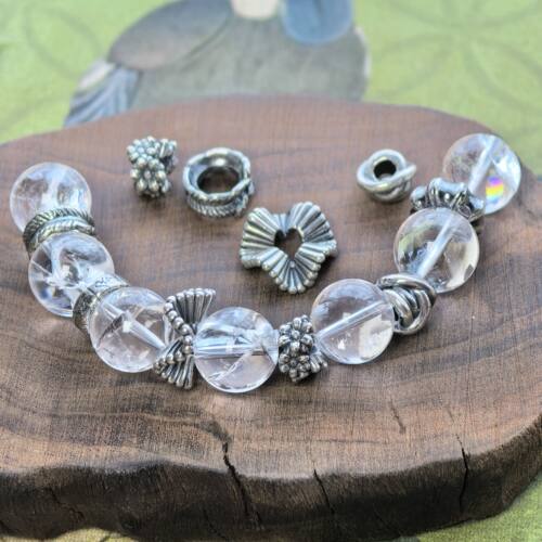 999足银复古花环不规则小隔珠手串纯银配饰跑环手链diy银饰配件