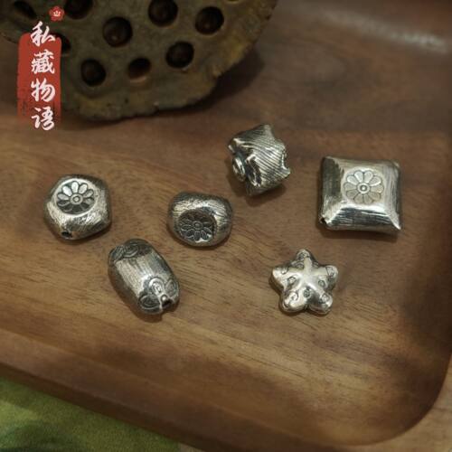 99足银水晶隔片隔珠diy银饰配件手链项链桶珠散珠子手串拉丝配饰