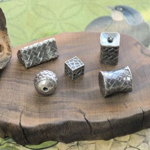 999足银复古编织纹桶珠隔珠手串手链diy配件手工编绳串珠银饰配件