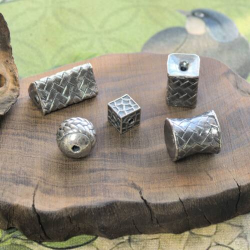 999足银复古编织纹桶珠隔珠手串手链diy配件手工编绳串珠银饰配件