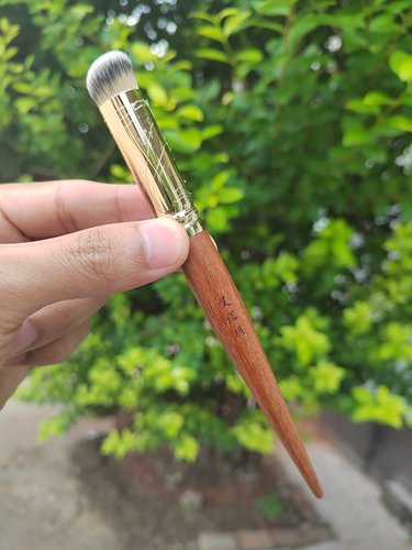 艾诺琪化妆刷光橙茶系列f106双色圆头遮暇刷纤维毛实木柄微瑕疵款