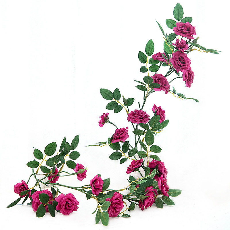仿真花藤玫瑰花藤藤条藤蔓假花绿叶缠绕家居装饰绿植高仿真植物