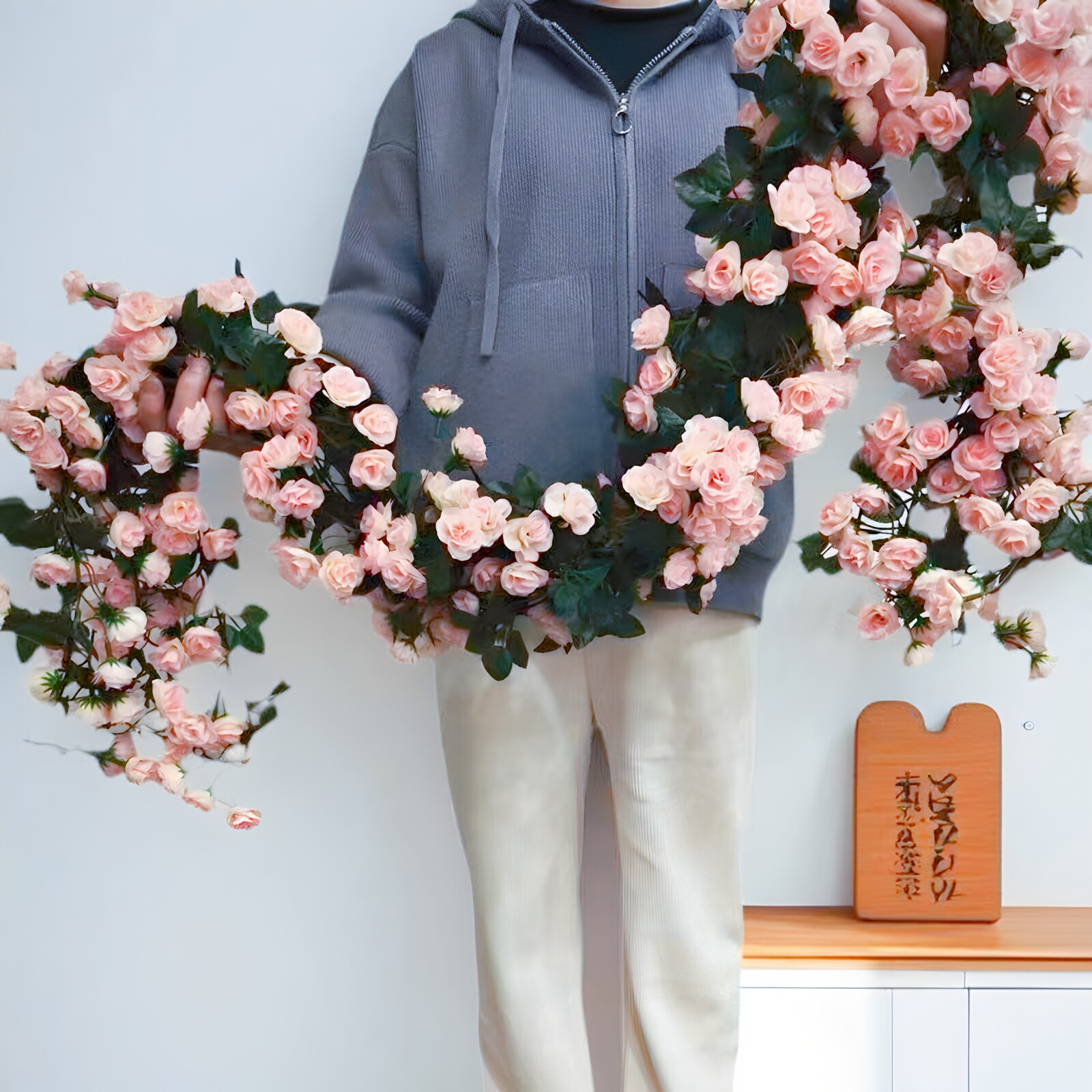 仿真玫瑰假花藤阳台吊篮藤椅装饰吊顶空调管道装饰花藤条遮挡缠绕