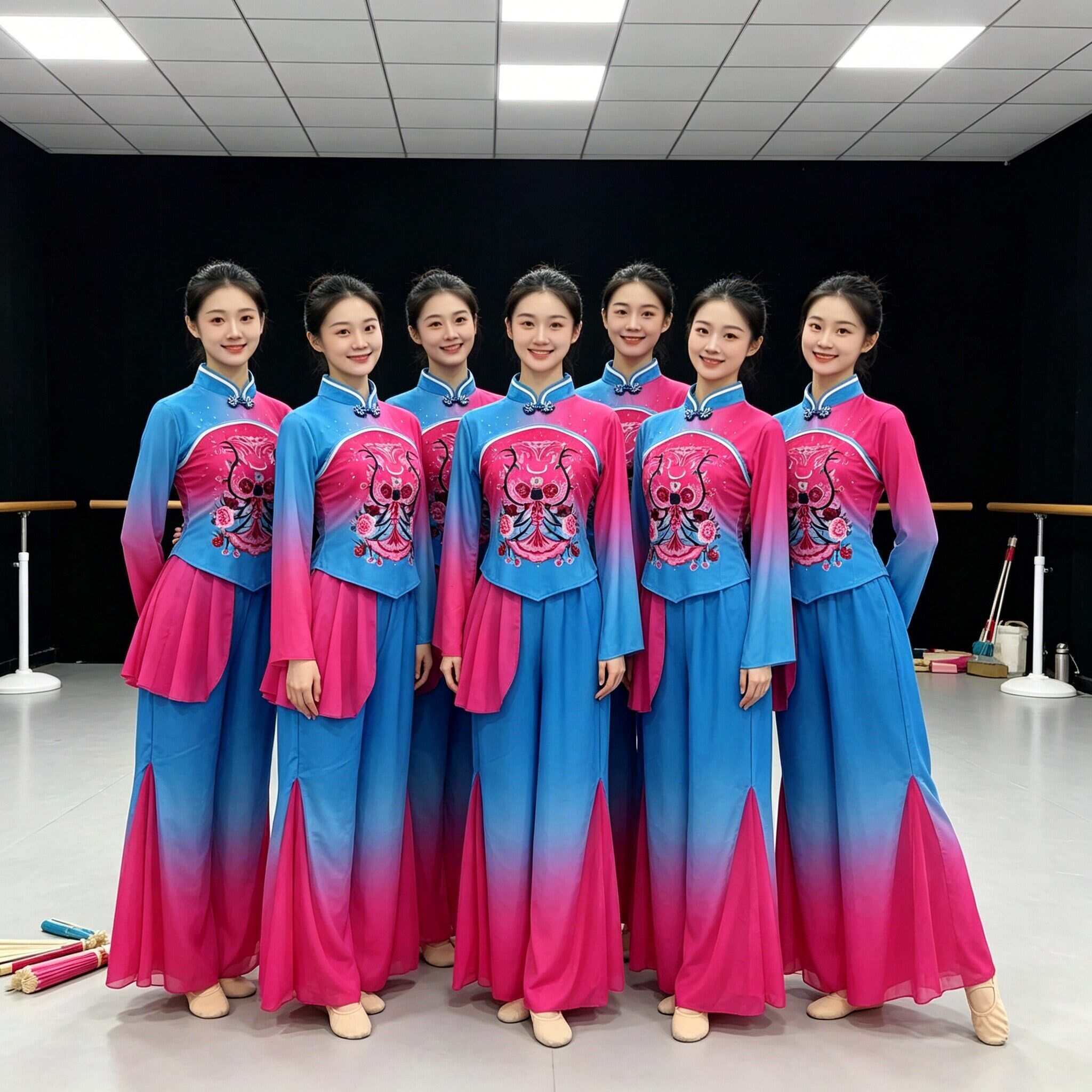 2026新款胶州秧歌舞蹈演出服女中国风渐变色扇子舞广场舞表演服装