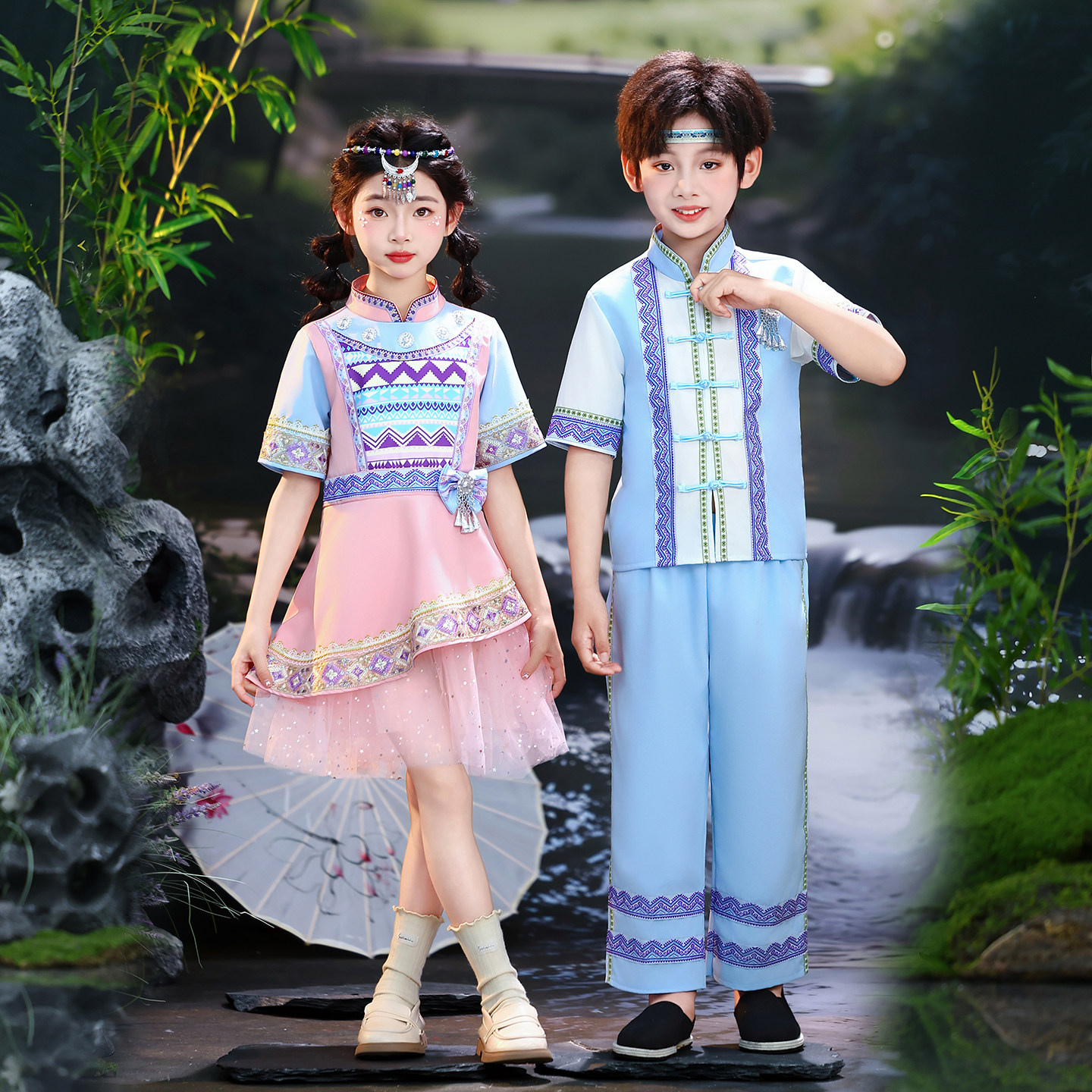 女童壮族演出服儿童瑶族舞蹈服少图片