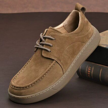 枫之时尚夏天系带休闲鞋舒适透气软面软底牛皮复古男士发型师皮鞋