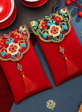 2026马年新年过年压岁钱红包结婚父母回礼改口万元刺绣布艺利是封