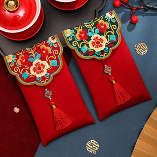 2026马年新年过年压岁钱红包结婚父母回礼改口万元刺绣布艺利是封