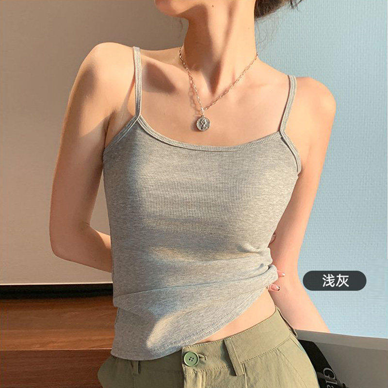 2026年新款吊带百搭纯棉白色背心女基础内搭简约修身打底美背上衣