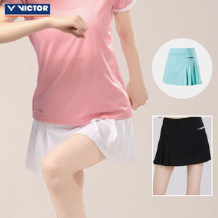 正品VICTOR胜利女款羽毛球服 女款训练系列针织运动短裙K-31302女