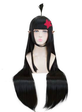 凹凸世界 凯莉cosplay假发 黑长直齐刘海呆毛造型动漫角色cos假毛