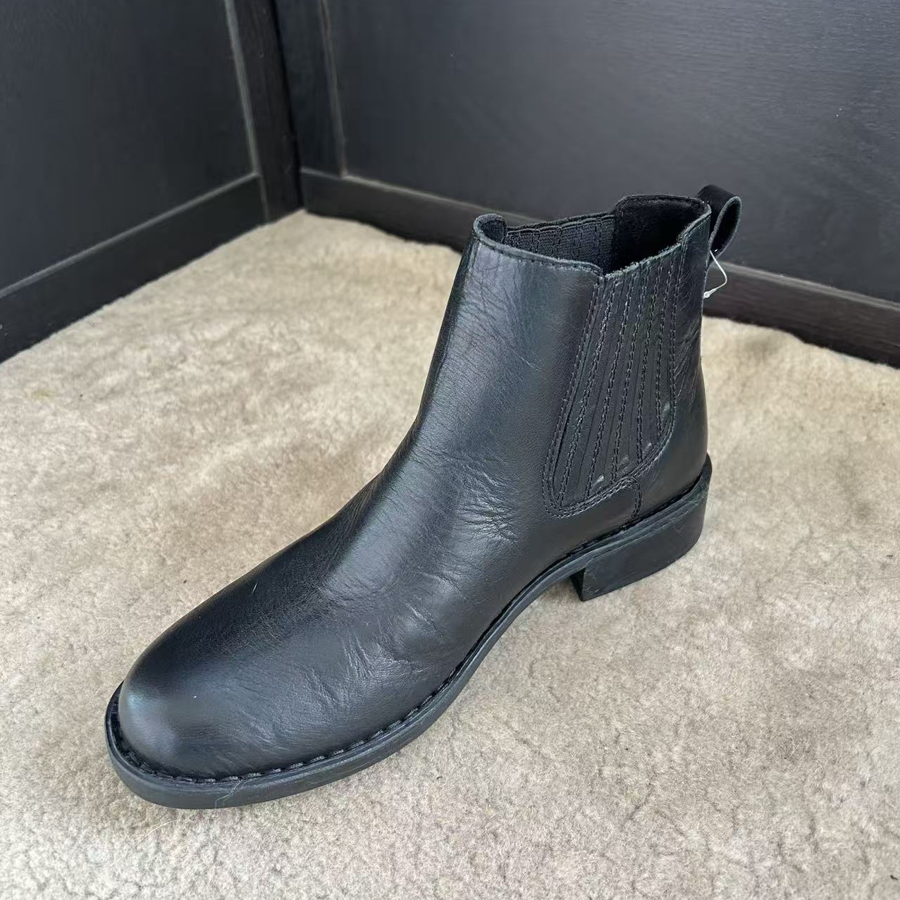 born头层牛皮时尚舒适女士切尔西短靴6 7 8 9