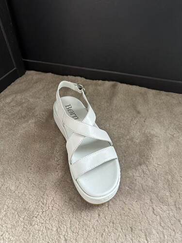 born 头层牛皮女士法式复古风交叉绑带厚底露趾凉鞋6 8