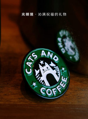 小鱼干拿铁猫咪咖啡馆Coffee徽章