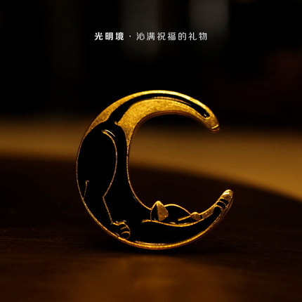 月光Luna 幸运守护玄猫徽章宇宙月亮猫咪黑金胸针ins人气情侣礼物