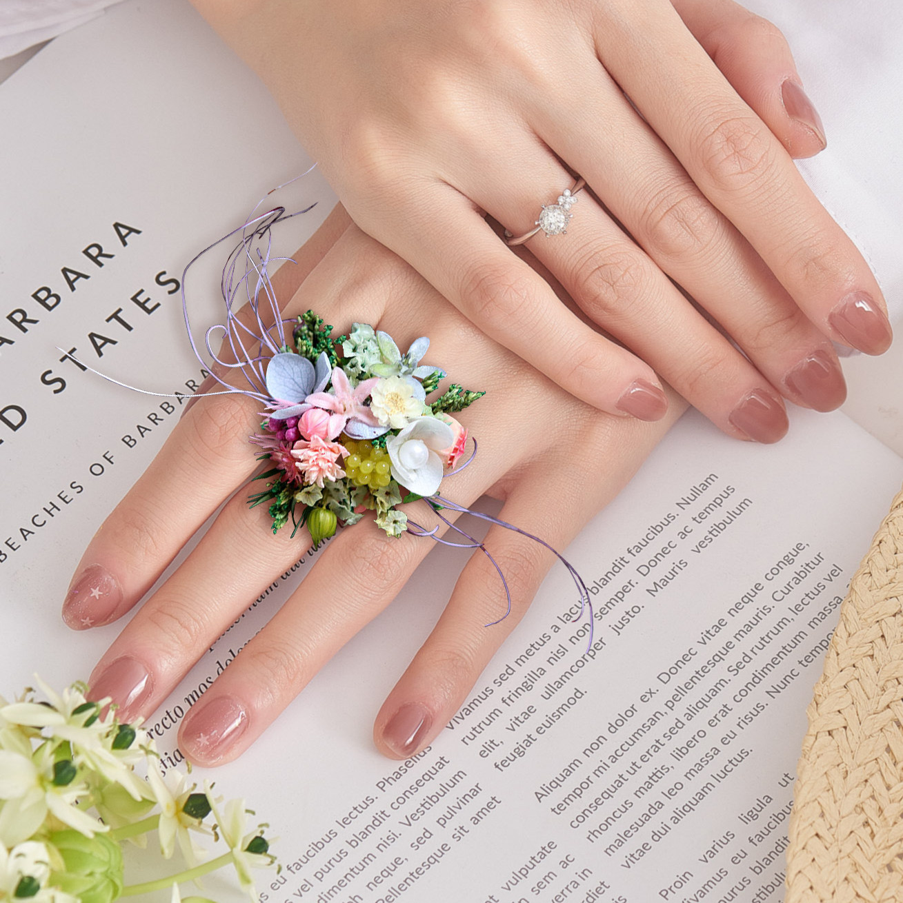 永生花戒指森系婚礼毕业季礼物图片