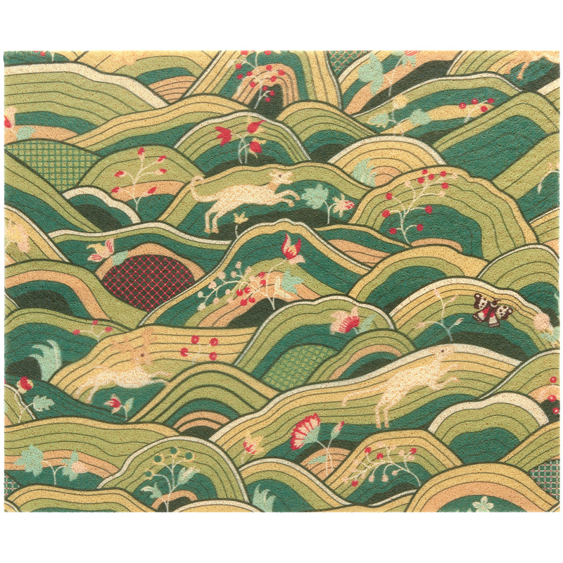 开门见山绿色日式可裁剪地毯门口进门入户地垫大面积脚垫家用垫子