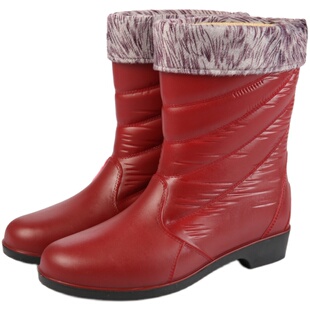 包邮冬款新款雨靴女中筒时尚皮纹雨鞋加绒棉水靴保暖胶鞋雨靴水鞋