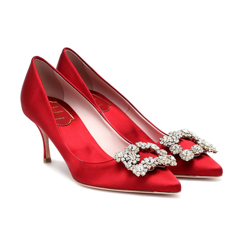 Roger Vivier/罗杰·维维亚新款女鞋水钻镶嵌金属饰扣高跟鞋